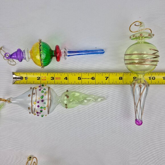 Vintage Handblown Glass Painted Finial Ornaments  Lot of 6 - Picture 15 of 15